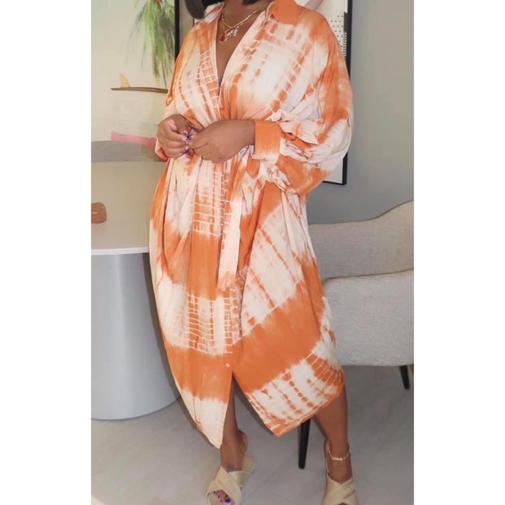 Orange & White Tye Dye Dress